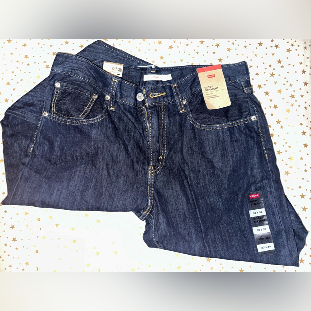 Levi's Indigo Mid-Rise Straight Jeans